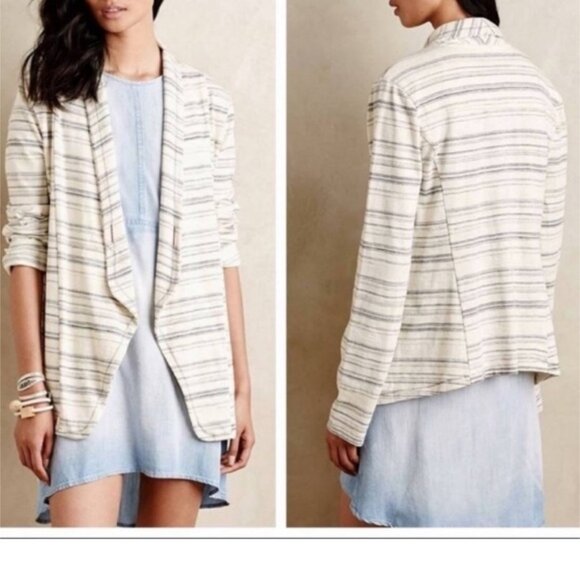 Saturday Sunday Anthropologie Drape Front Striped Blazer Small - Picture 1 of 6